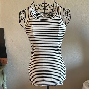 Lucky Brand Black and White Fitted Tank Top
